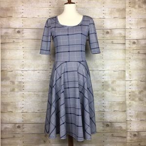 LuLaRoe Nicole Dress Plaid Checked Pattern Sz M